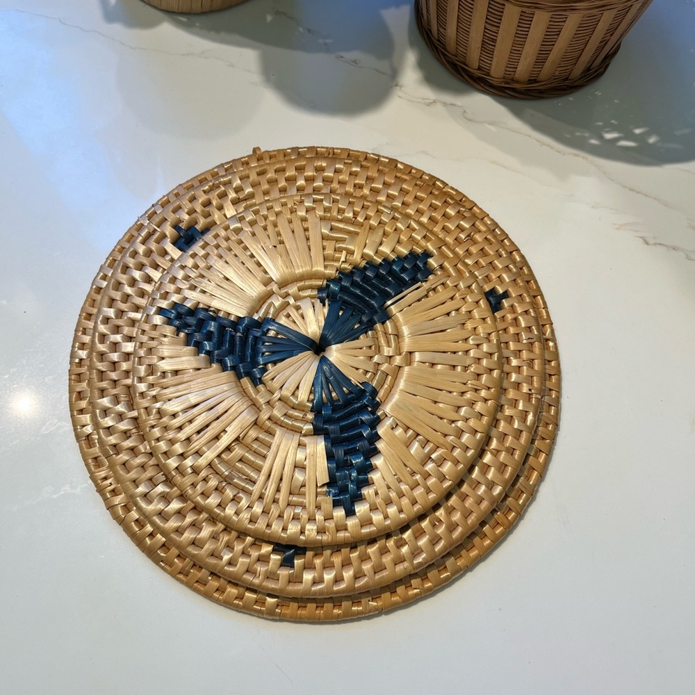 Set/3 Vintage woven trivets/ hot plates - Picture 3 of 13